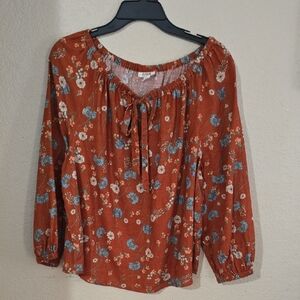 a.n.a Rust Floral Blouse